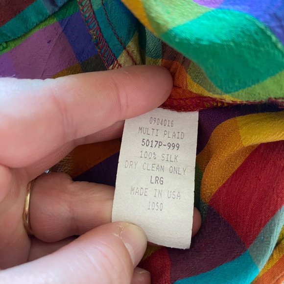 Kathleen sommers plaid multicolor silk blouse size medium - Picture 10 of 11